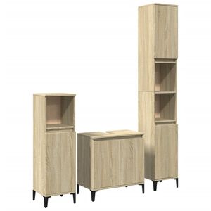 vidaXL Set Mobili da Bagno 3 pz Rovere Sonoma in Legno Multistrato