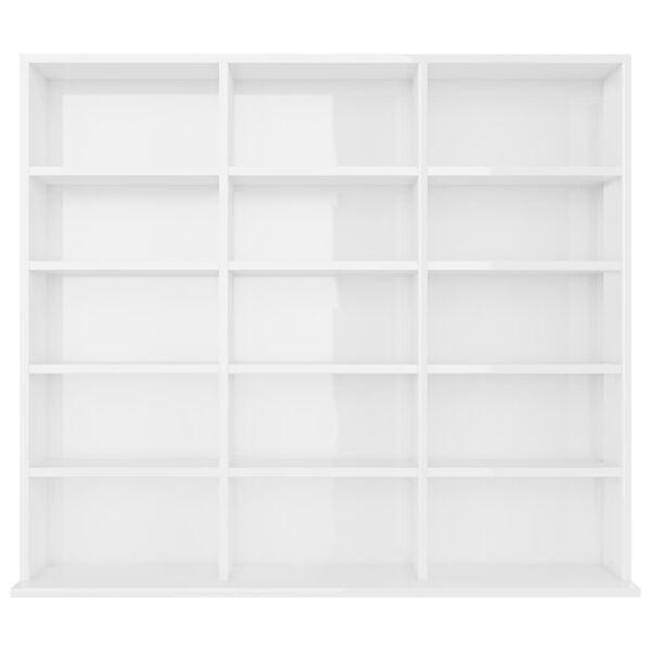 vidaXL Mobile Porta CD Bianco Lucido 100x23x89,5 cm Legno Multistrato