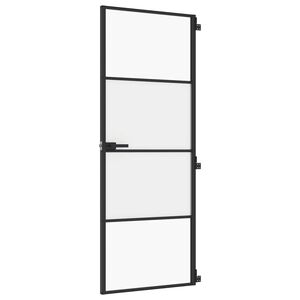 vidaXL Porta per Interni Nera 76x201,5cm Vetro Temperato e Alluminio