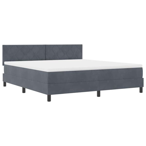 vidaXL Letto a molle con materasso Grigio scuro 180 x 200 cm Velluto