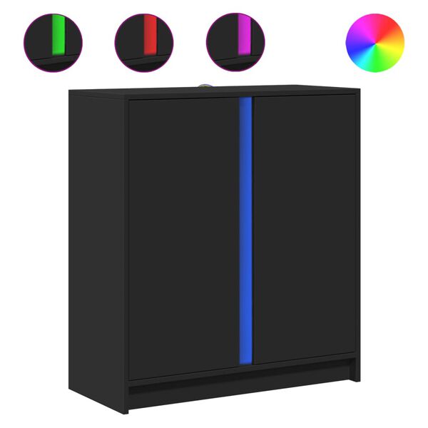vidaXL Credenza con LED Nera 77x34x85 cm in Legno Multistrato
