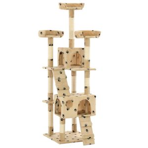 vidaXL Albero per Gatti Tiragraffi Sisal 170 cm Zampe Stampate Beige