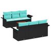 vidaXL Set Divano da Giardino 7 pz 6-Numero di posti Nero e Turchese
