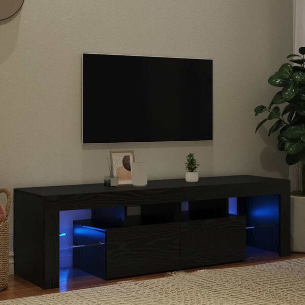 vidaXL Mobile Porta TV con LED Rovere Nero 140x36,5x40 cm Truciolato