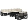 vidaXL Set Divano da Giardino 9 pz Nero e Bianco Crema polyrattan