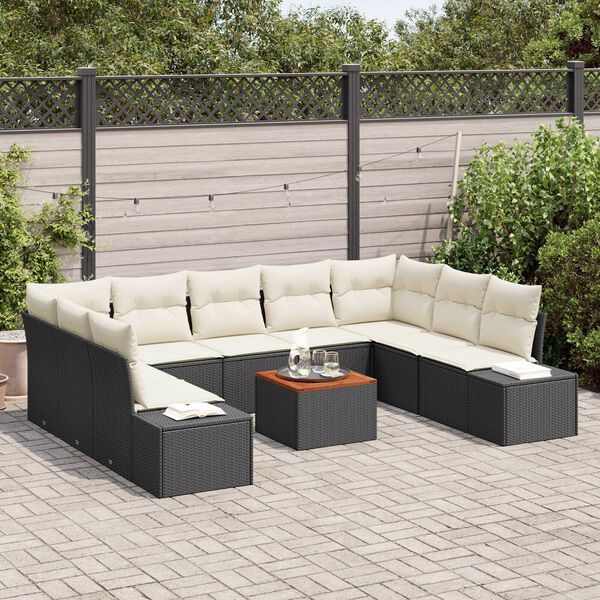 vidaXL Set Divano da Giardino 10 pcs Nero e bianco