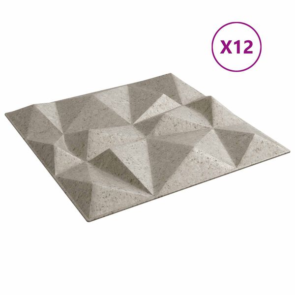vidaXL Pannelli da parete 12 pcs Beton Diamante 50 x 50 cm Schiuma XPS