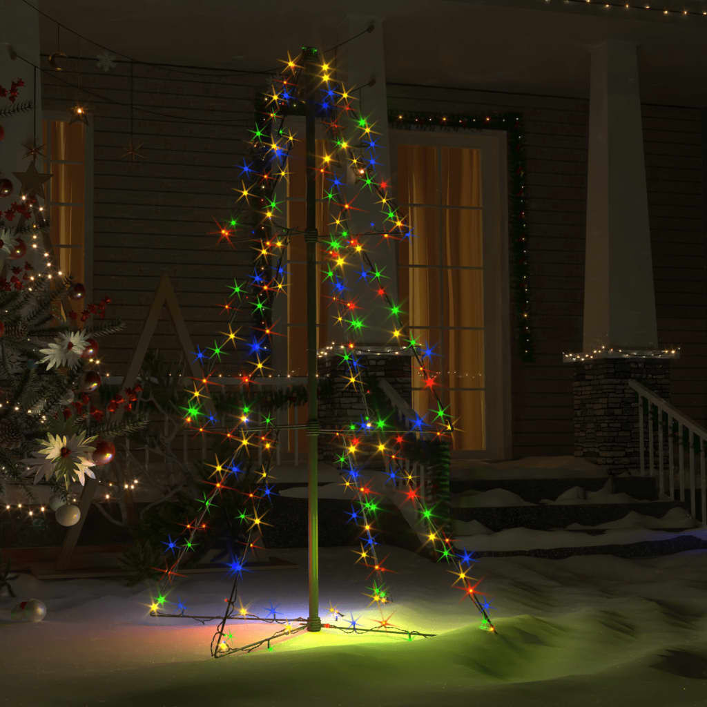 vidaXL Albero di Natale a Cono con 160 LED per Interni Esterni con Adattatore Luminoso Decorazione Natalizia 78x120 cm Luce Bianco Caldo 