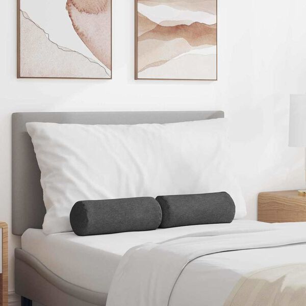 vidaXL Cuscini a rullo 2 pcs Grigio scuro &Oslash; 15 x 40 cm
