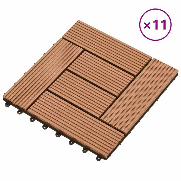 vidaXL Piastrella per Decking 11 pcs Marrone 30 x 30 cm WPC