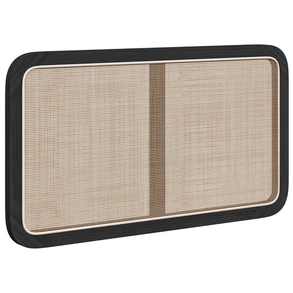 vidaXL Testiera con testiera Nero 100 x 55 x 3 cm Rattan