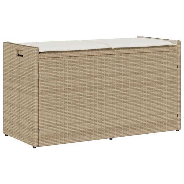 vidaXL Cassapanca da Esterno con Cuscino Beige 100 cm in Polyrattan