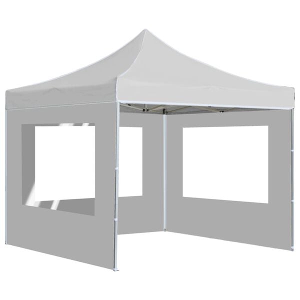 vidaXL Gazebo Pieghevole con Pareti in Alluminio 3x3 m Bianco