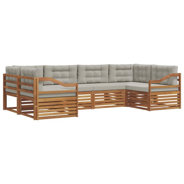 vidaXL Set divani con cuscino 6 pcs Grigio Naturale e Chiaro