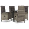 vidaXL Set da Pranzo Giardino 5pz Nero e Grigio con Cuscini Polyrattan