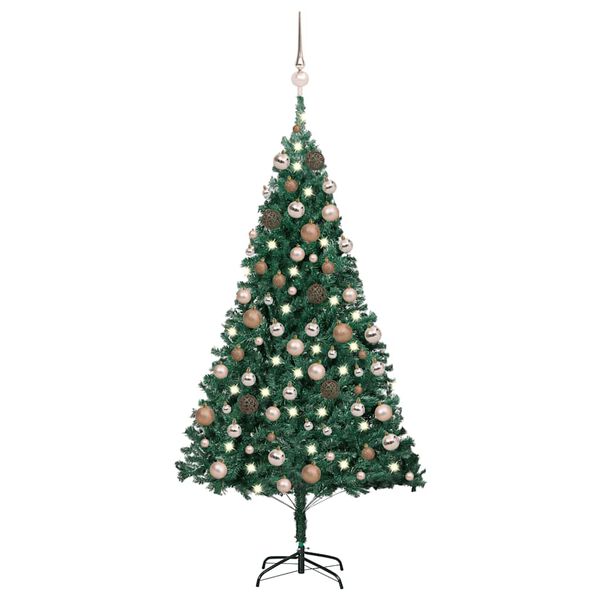 vidaXL Albero di Natale Preilluminato con Palline Verde 120 cm PVC