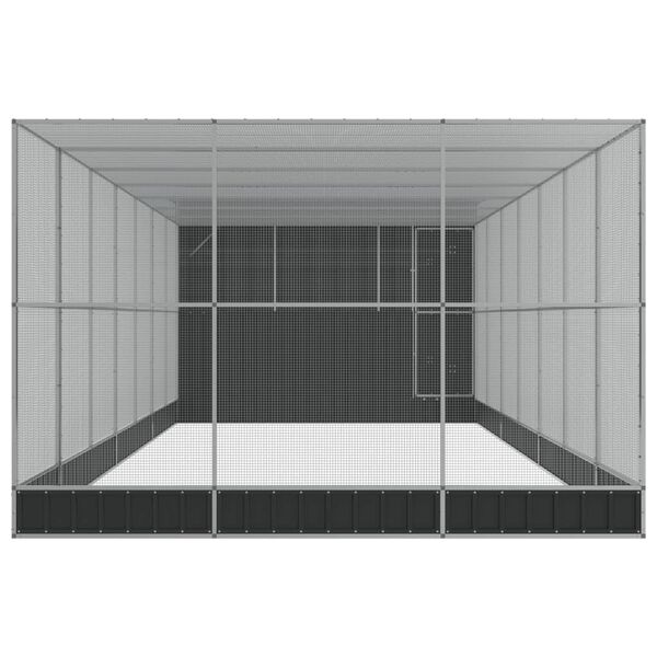 vidaXL Voliera con Estensione Argento 911x303x216 cm in Acciaio