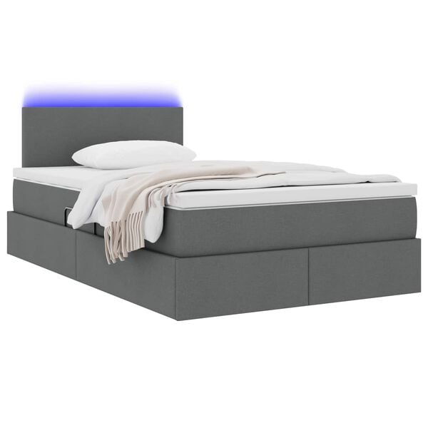 vidaXL Letto con contenitore e LED Grigio scuro 120 x 190 cm Tessuto