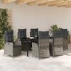 vidaXL Set da Pranzo per Giardino con cuscino 7 pcs Grigio polyrattan