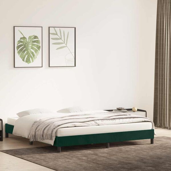 vidaXL Giroletto senza Materasso Verde Scuro 180x210 cm in Velluto