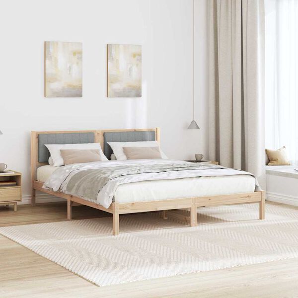 vidaXL Letto con Testiera Rivestita Grigio chiaro 150 x 200 cm