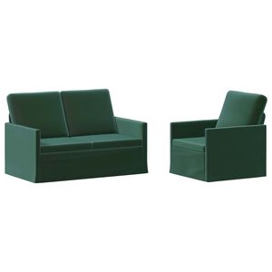 vidaXL Set di divani 2 pcs Verde Scuro Velluto (V)