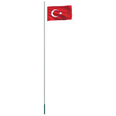 vidaXL Bandiera della Turchia con Pennone in Alluminio 6,2 m
