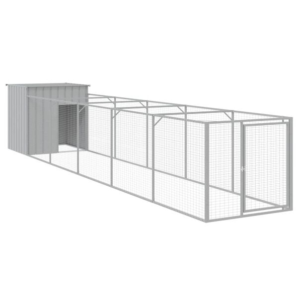 vidaXL Casetta Cani Corsa Grigio Chiaro 110x609x110 cm Acciaio Zincato