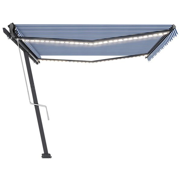 vidaXL Tenda Automatica con Sensore Vento e LED 500x350 cm Blu Bianca