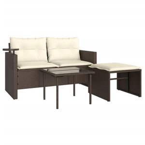 vidaXL Set Divano da Giardino 3 pz con Cuscini Marrone in Polyrattan