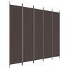 vidaXL Divisorio a 5 Pannelli Marrone 250x220 cm in Tessuto