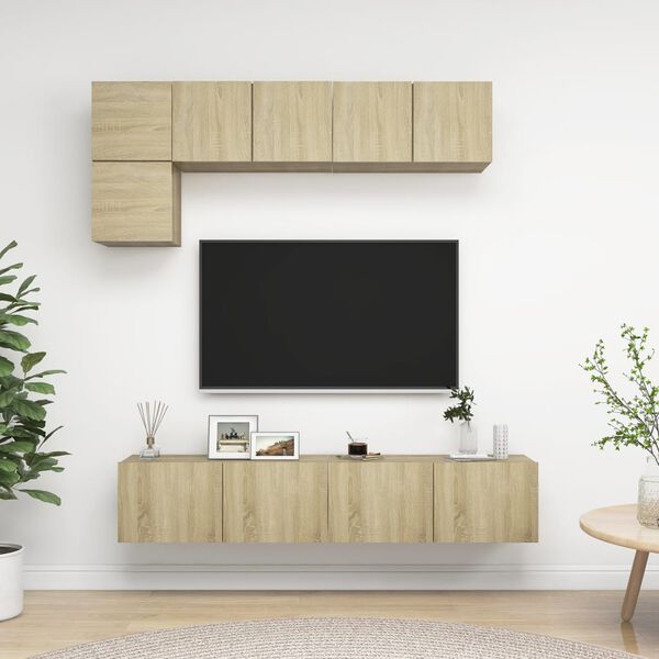 vidaXL Set di Mobili TV 5 pz Rovere Sonoma in Legno Multistrato