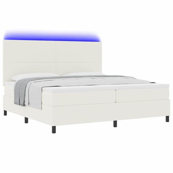 vidaXL Letto a Sorgente LED con testiera Crema e Bianco 200 x 200 cm