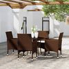 vidaXL Set Bistrot Giardino 5 pz Polyrattan e Vetro Temperato Marrone