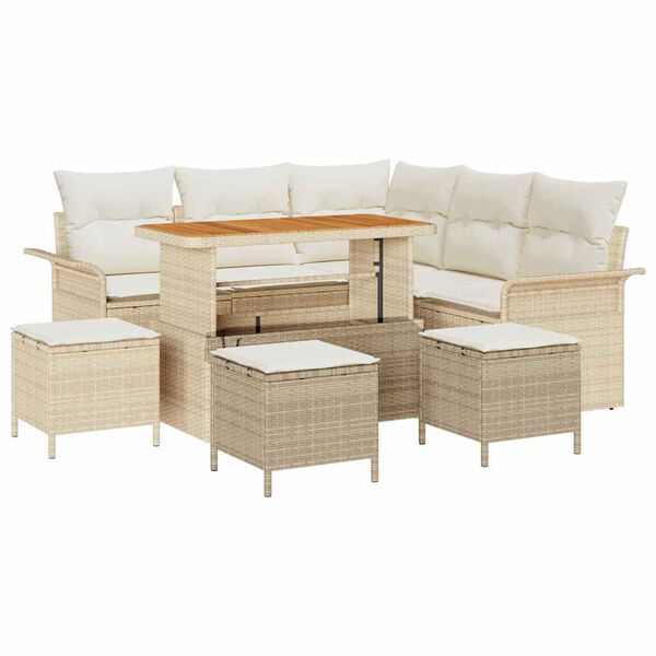 vidaXL Set Divano da Giardino 9 pcs Beige polyrattan