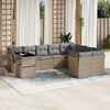 vidaXL Set Divano da Giardino 10 pz con Cuscini Beige in Polyrattan