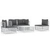 vidaXL Set Salotto da Giardino 5 pz con Cuscini in Acciaio Bianco