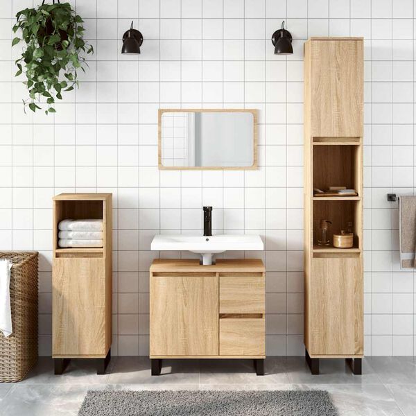 vidaXL Armadietto da Bagno Rovere Sonoma 65x33x60 cm Legno Multistrato