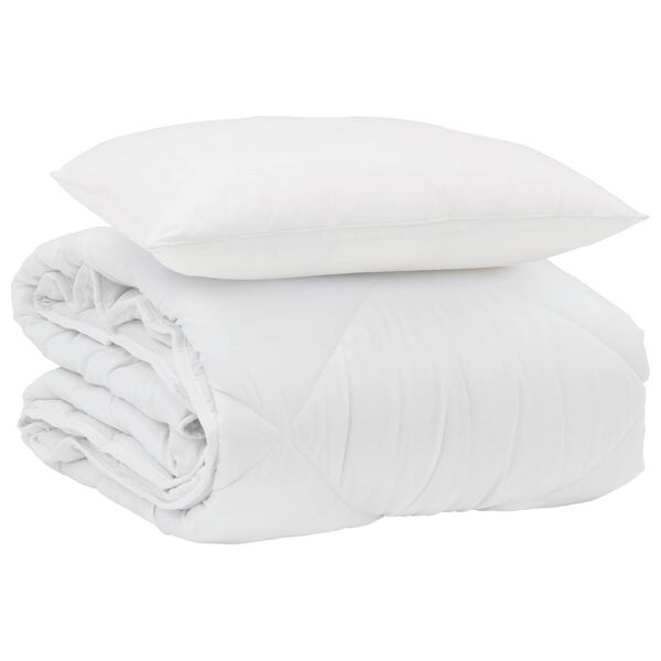 vidaXL Duvet Estivo con cuscino 2 pcs Bianco Microfibra