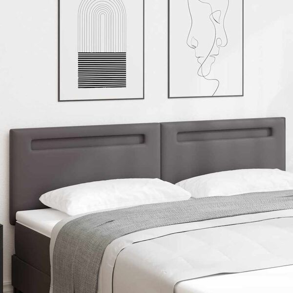 vidaXL Testiera LED Grigio 180 cm Pelle Sintetica