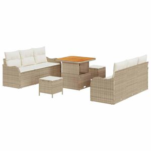 vidaXL Set Divano da Giardino con cuscino 9 pcs Beige e Crema