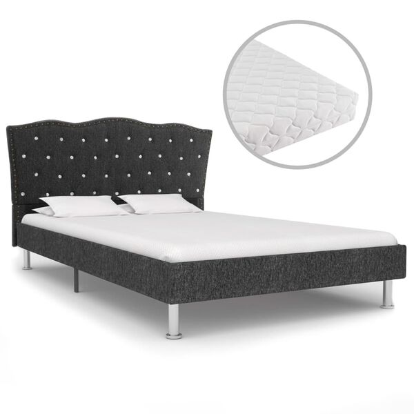 vidaXL Letto con Materasso Tessuto Grigio Scuro 140x200 cm