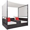vidaXL Lettino da Giardino con Tetto Marrone 190x130 cm in Polyrattan