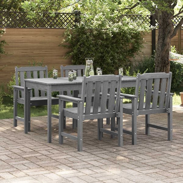 vidaXL Sedia da pranzo da giardino con cuscino 4 pcs Grigio chiaro
