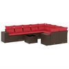 vidaXL Set Divani da Giardino 10 pz con Cuscini Marrone in Polyrattan