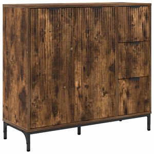 vidaXL Credenza Rovere fum&eacute; 89,5 x 33 x 82 cm Legno multistrato