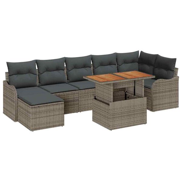 vidaXL Set Divano da Giardino 8 pcs Grigio Poly Rattan