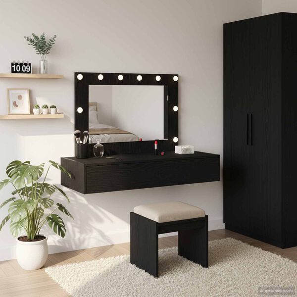 vidaXL Tavolo da Trucco Nero 100 x 40 x 70 cm Legno multistrato