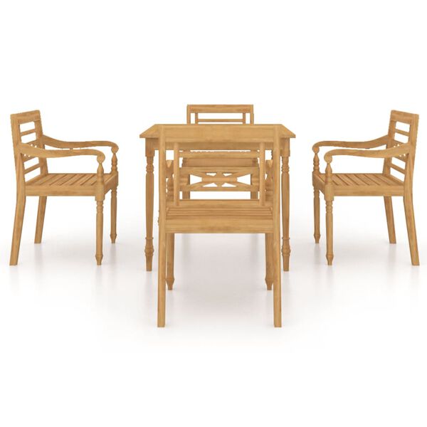vidaXL Set da Pranzo da Giardino 5 pz in Legno Massello di Teak
