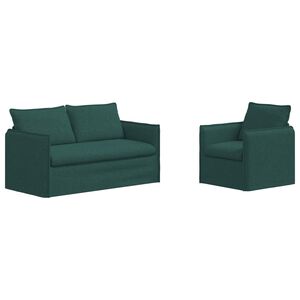 vidaXL Divano 2 pcs Verde Scuro
